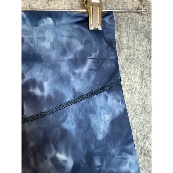 GymShark Womens High Waisted Blue Tie Dye Stretch Cropped Leggings - Small - Picture 2 of 7